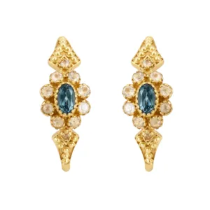 Boucles d'Oreilles Anne 2 - Topaze Bleue & Pierre de Lune