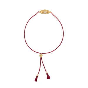 Bracelet Rakhi 1 fil rouge et topaze blanche