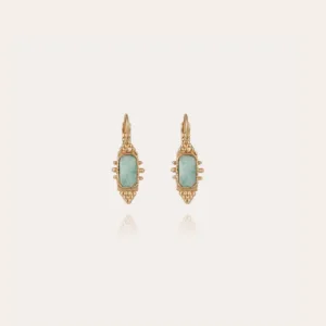Boucles d'oreilles Serti Talisman petit modèle dorées - Amazonite