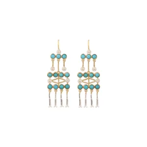 Boucles d'oreilles Frida Turquoise fil bicolor