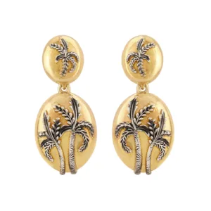 Boucles D’Oreilles Palmier Or Et Argent