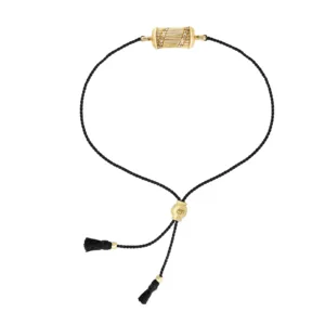 Bracelet Tabiz Spirale Topaze Blanche Fil Noir