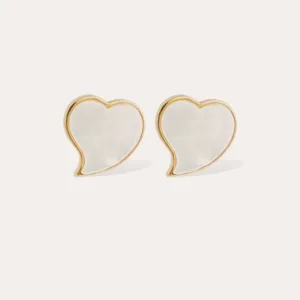 Boucles d'oreilles puces Mirage dorées - Nacre blanche