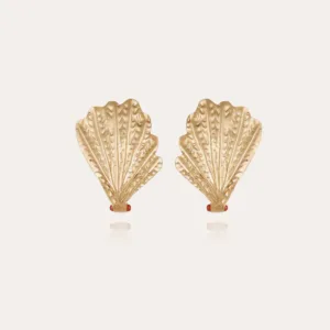 Boucles d'oreilles Shellona dorées - Cornaline