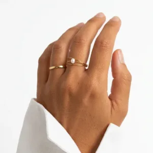 Bague Trame fil triple dorée